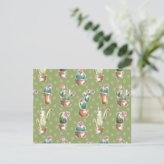 Carte Postale Desert Bloom | Pattern vert (Debout devant)