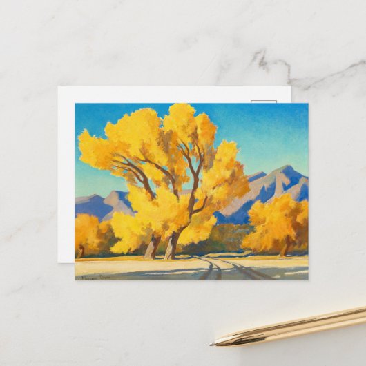 Carte Postale Desert Cottonwoods, Arizona par Maynard Dixon (Devant/Arrière en situation)