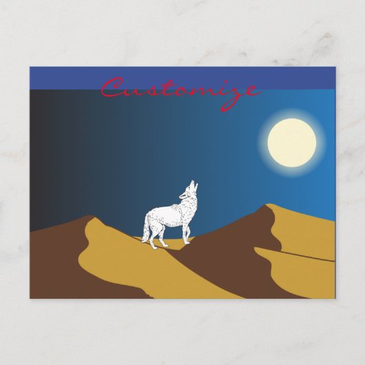 Carte Postale Desert Coyote Howling Pleine lune Thunder_Cove (Devant)