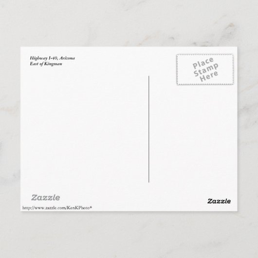 Carte postale Desert Highway (Dos)