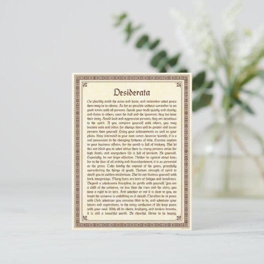 Carte postale Desiderata (Debout devant)