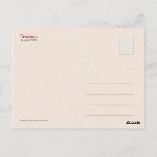 Carte postale Desiderata (Dos)