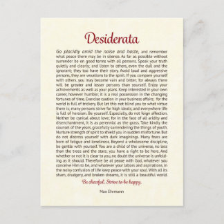 Carte postale Desiderata