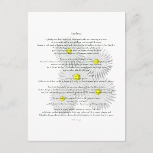 Carte Postale Desiderata avec marguerites (Devant)