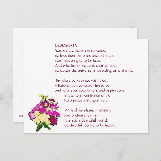 Carte postale DESIDERATA Bright Bouquet (Devant / Derrière)