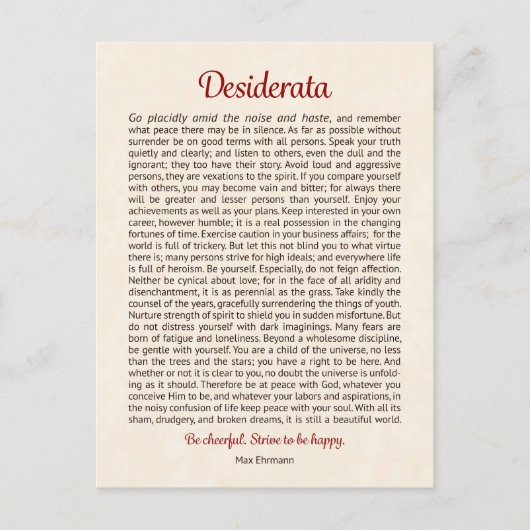 Carte postale Desiderata | Desiderata Mini Art (Devant)