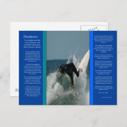 Carte postale DESIDERATA Face Dive (Devant / Derrière)
