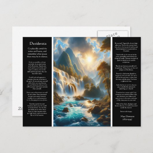 Carte Postale DESIDERATA Flux Doucement Avec Gravité (Devant / Derrière)