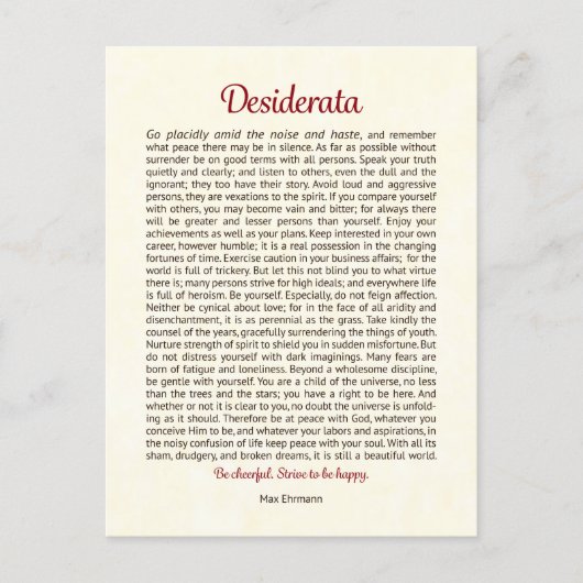Carte postale Desiderata | Mini art Desiderata (Devant)