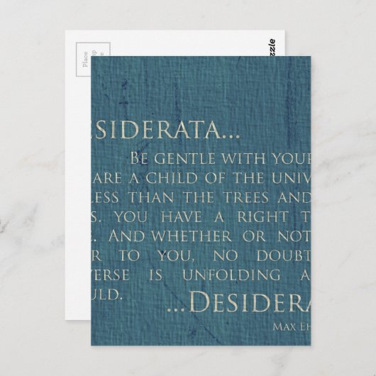 Carte Postale Desiderata Sur Toile (Devant / Derrière)