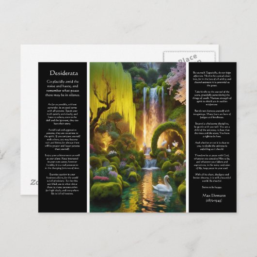 Carte Postale Desiderata Waterfall Garden's Glow Swan's Serenity (Devant / Derrière)