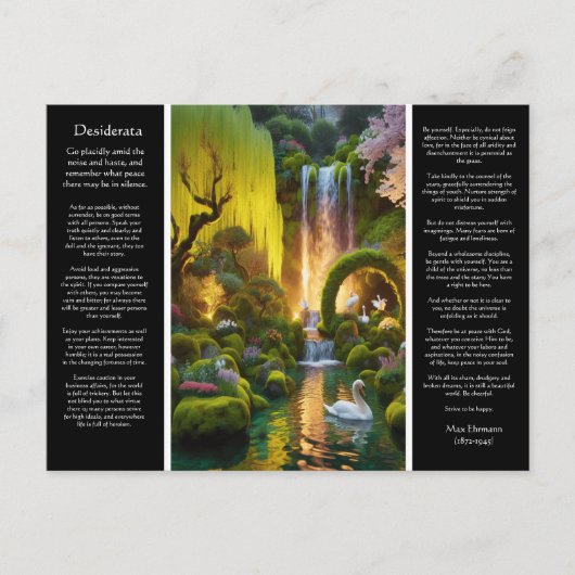 Carte Postale Desiderata Waterfall Garden's Glow Swan's Serenity (Devant)