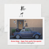 Carte Postale design allemand – plus grand, plus rapide, plus do (Devant / Derrière)