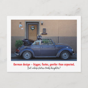 Carte Postale design allemand – plus grand, plus rapide, plus do