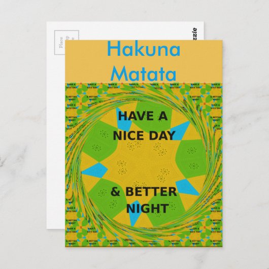 Carte Postale Design circulaire "Bonne journée et meilleure nuit (Devant / Derrière)