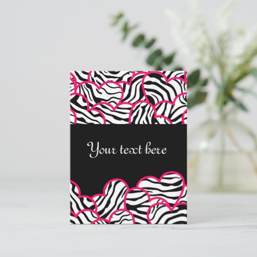 Carte postale Design Coeurs Zebra (Debout devant)