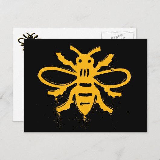Carte Postale Design d'abeille jaune (Devant / Derrière)