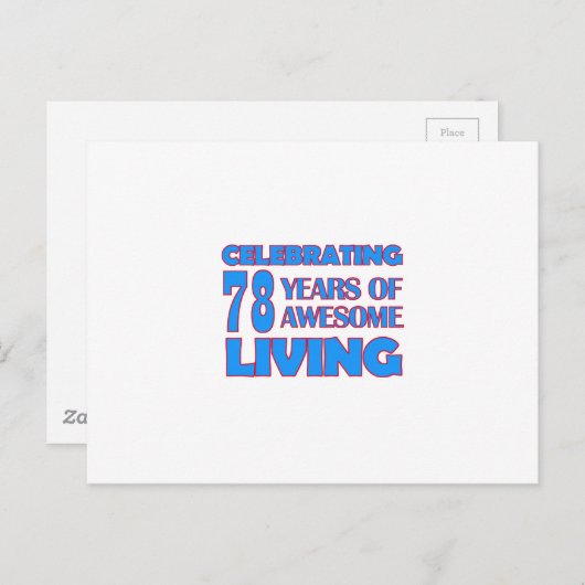 Carte Postale Design d'anniversaire de 78 ans (Devant / Derrière)