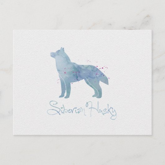 Carte Postale Design d'aquarelle sibérienne Husky (Devant)