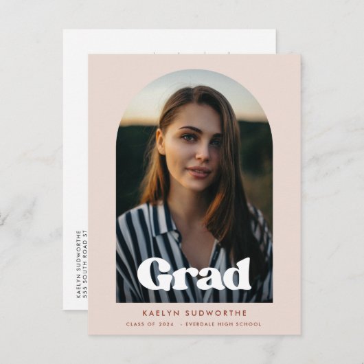 Carte Postale Design d'arc de typographie rétro (Devant / Derrière)