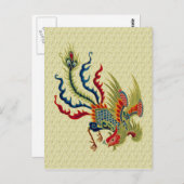 Carte postale Design d'art coq chinois (Devant / Derrière)