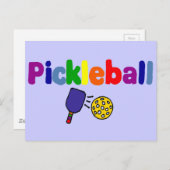 Carte Postale Design d'art de Pickleball coloré (Devant / Derrière)