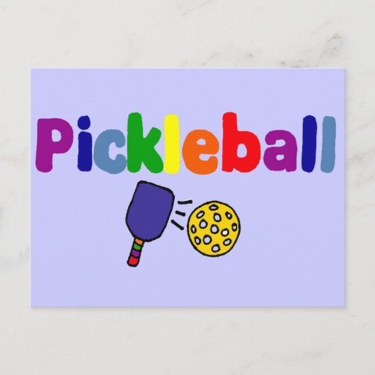 Carte Postale Design d'art de Pickleball coloré (Devant)