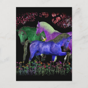 Carte Postale Design de cheval de couleur fantastique, dos noir