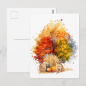 Carte Postale Design de chien d'automne à l'aquarelle - Retrieve (Devant / Derrière)