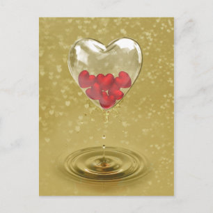 Carte Postale Design de coeur en verre romantique
