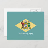 Carte Postale Design de drapeau d'état du Delaware (Devant / Derrière)