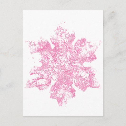Carte Postale Design de flocon de neige rose givré (Devant)