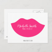 Carte Postale Design de lèvres roses chaudes Maquilleur (Devant / Derrière)