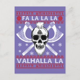 Carte Postale Design de Noël moche Fa-La-La-Valhalla Viking Val