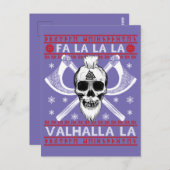 Carte Postale Design de Noël moche Fa-La-La-Valhalla Viking Val (Devant / Derrière)