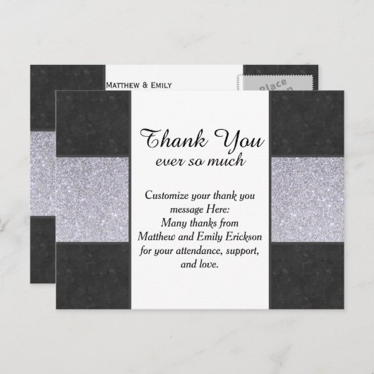 Carte Postale Design de panneau de Parties scintillant en marbre (Devant / Derrière)