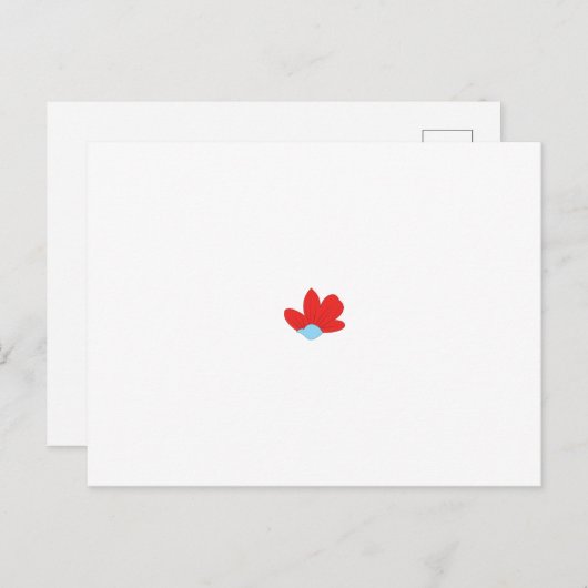 Carte Postale Design de pétales de fleurs rouges avec un centre (Devant / Derrière)