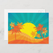 Carte Postale Design de surf tropical rétro de Sunset Beach (Devant / Derrière)