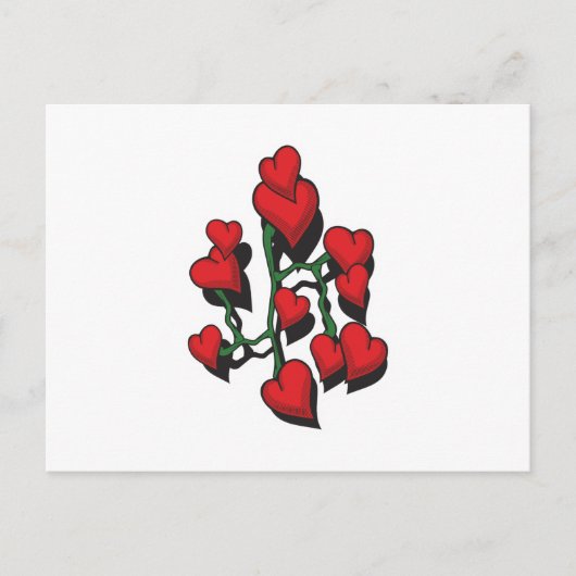 Carte Postale Design de tatouage au coeur rouge (Devant)