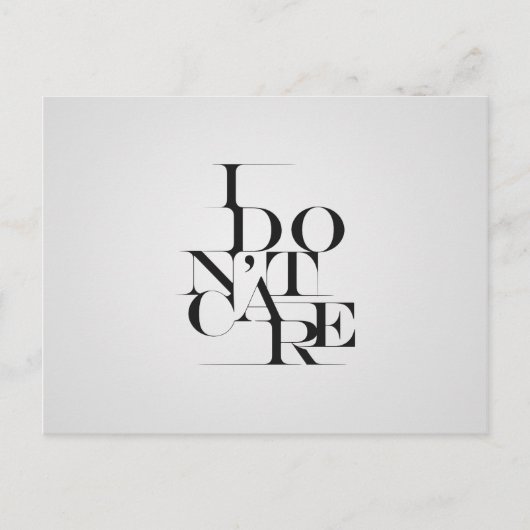 Carte Postale Design de typographie noir et blanc "Je ne m'en so (Devant)