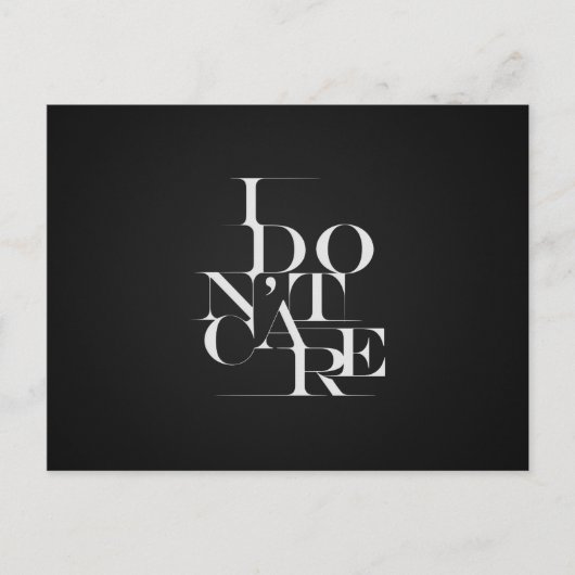 Carte Postale Design de typographie noir et blanc "Je ne m'en so (Devant)