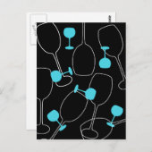 Carte Postale Design de verre à vin de style rétro (Devant / Derrière)