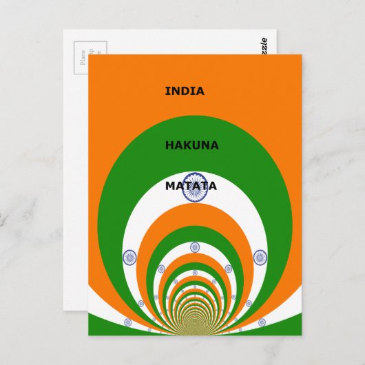Carte Postale Design des couleurs du drapeau national indien. Ha (Devant / Derrière)