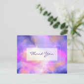 Carte Postale Design d'espace éthéré en Merci violet et rose (Debout devant)