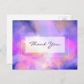 Carte Postale Design d'espace éthéré en Merci violet et rose (Devant / Derrière)