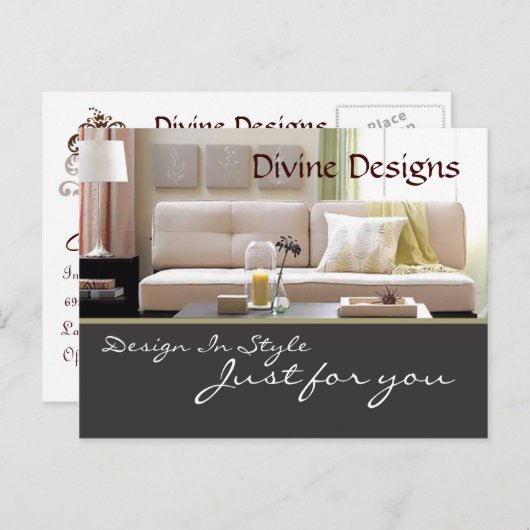 Carte Postale design d'intérieur - Customisé (Devant / Derrière)