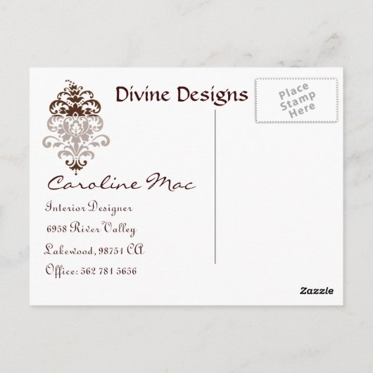 Carte Postale design d'intérieur - Customisé (Dos)