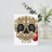 Carte Postale Design du crâne - Pyramide des crânes et des Roses (Debout devant)