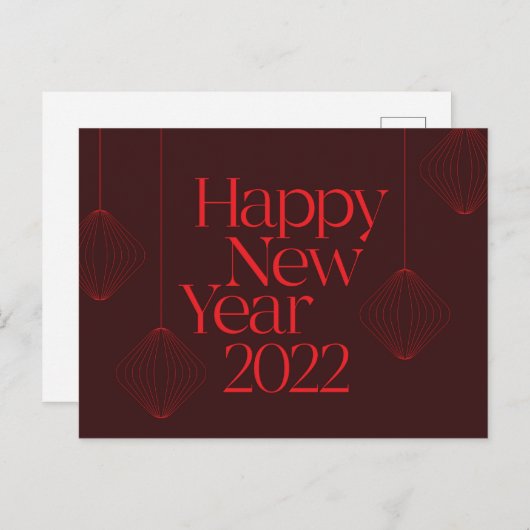 Carte Postale Design dynamique, élégant, cool Bonne année 2022 (Devant / Derrière)