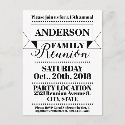 Carte Postale Design élégant de réunion familiale de style vinta (Devant)